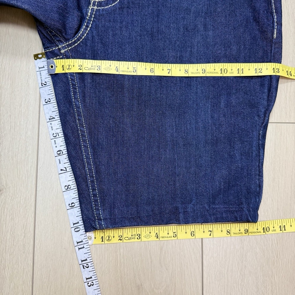 Guess Denim Shorts Mens 36 Blue Relaxed Boot Rancho Fit Y2K Cutoff Jean Shorts - Picture 9 of 9